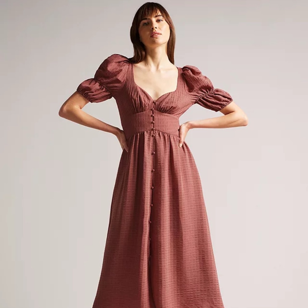 BNWT Ted Baker Angeia Textured Midi Dress, Mid Pink